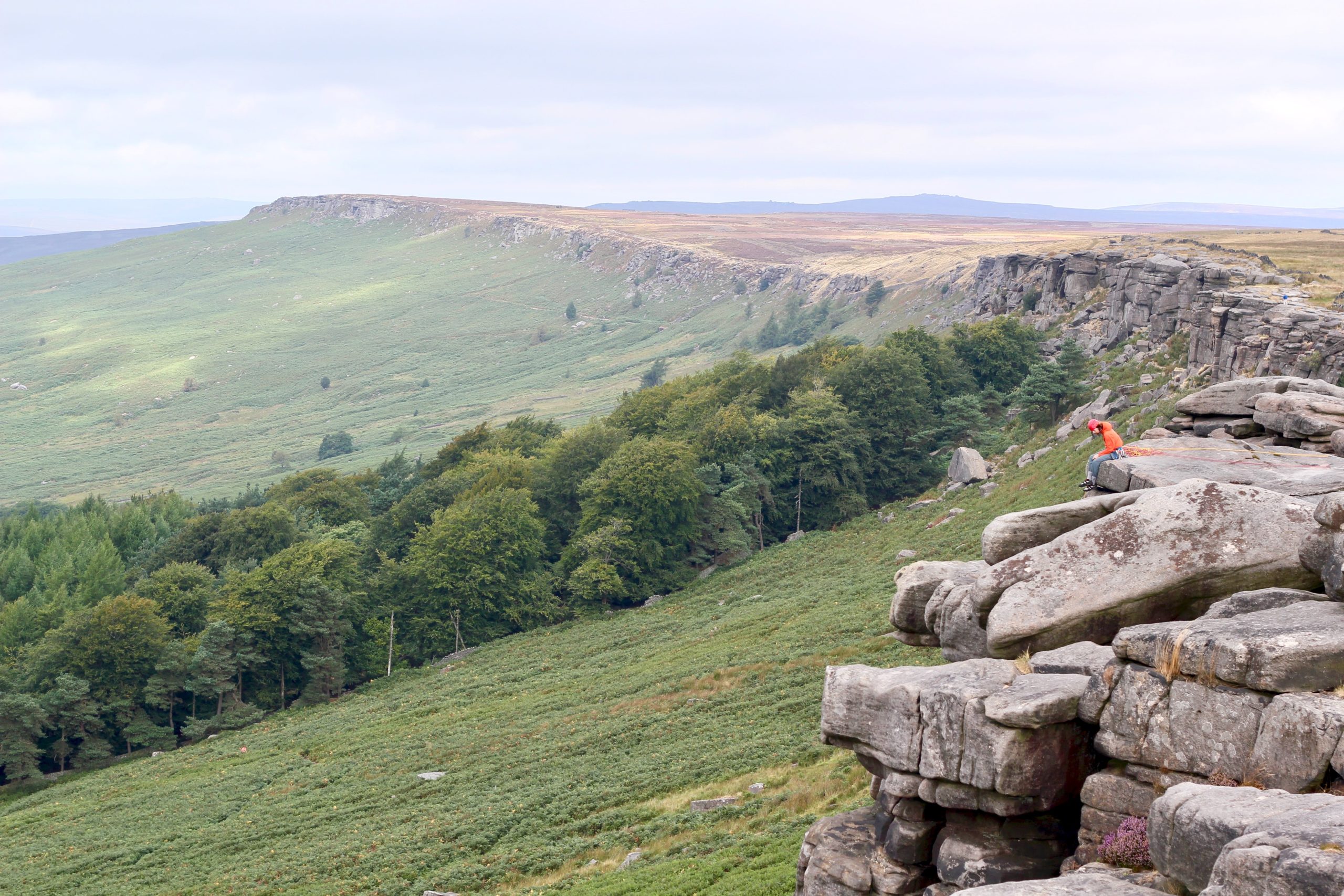 Stanage Edge in the peak district on top of the rocks
