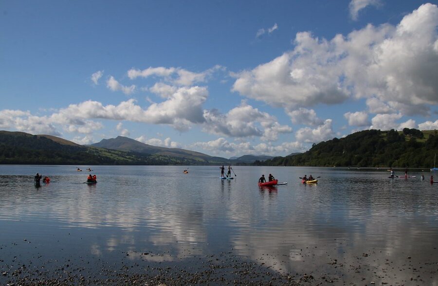 Paddleboarding on Llyn Tegid (Bala Lake), Snowdonia